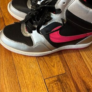 Nike Black and Silver High-Top Sneakers